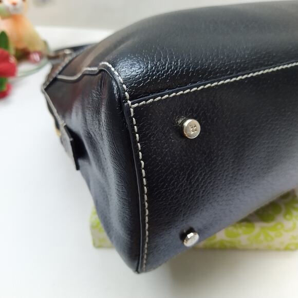 Kate Spade New York Black Leather Double Handles Zipper Satchel Shoulder Bag - Picture 15 of 16